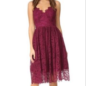 ZAC Zac Posen Wine Lace Fit & Flare Dress Size 10